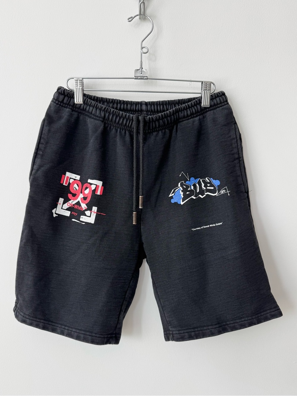 Off-White ‘Dondi Bus’ Graffiti Black 100% Cotton Drawstring Shorts - Size M